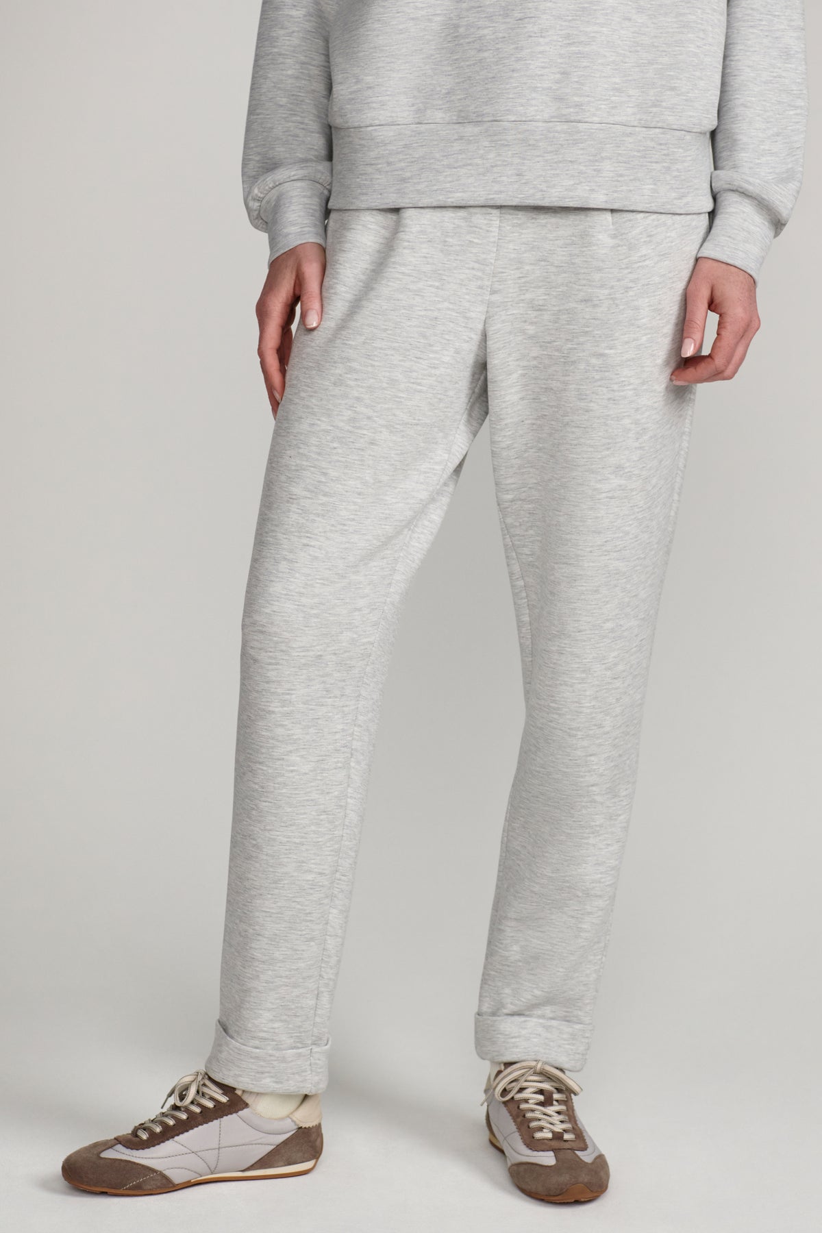 ROLLED CUFF PANT LIGHT GREY MARL