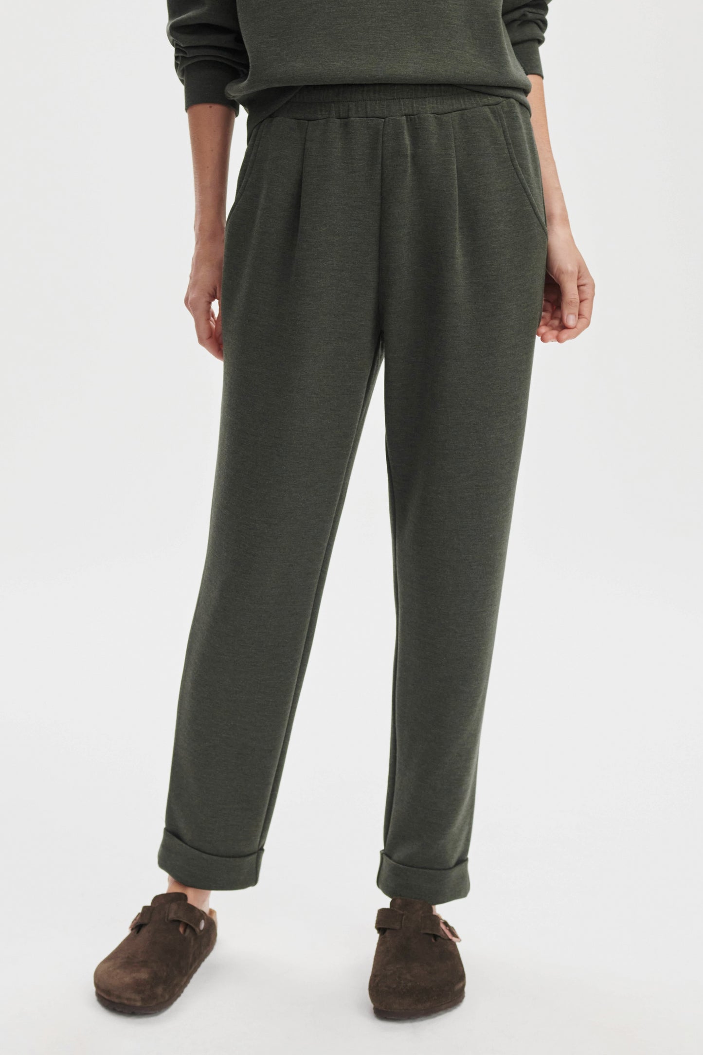 ROLLED CUFF PANT OLIVE MARL