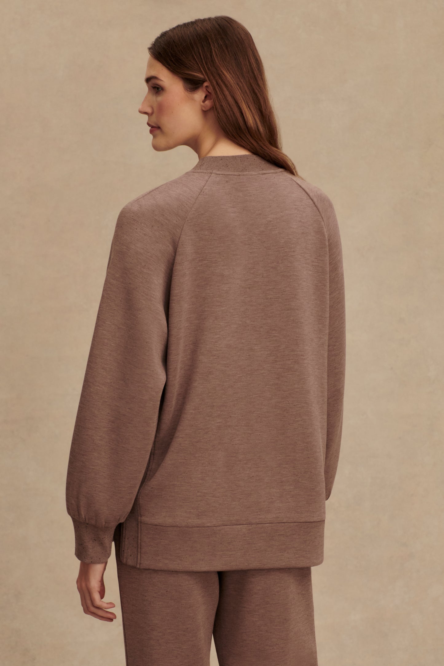 NICOLE BOYFRIEND SWEAT DEEP TAUPE FLECK