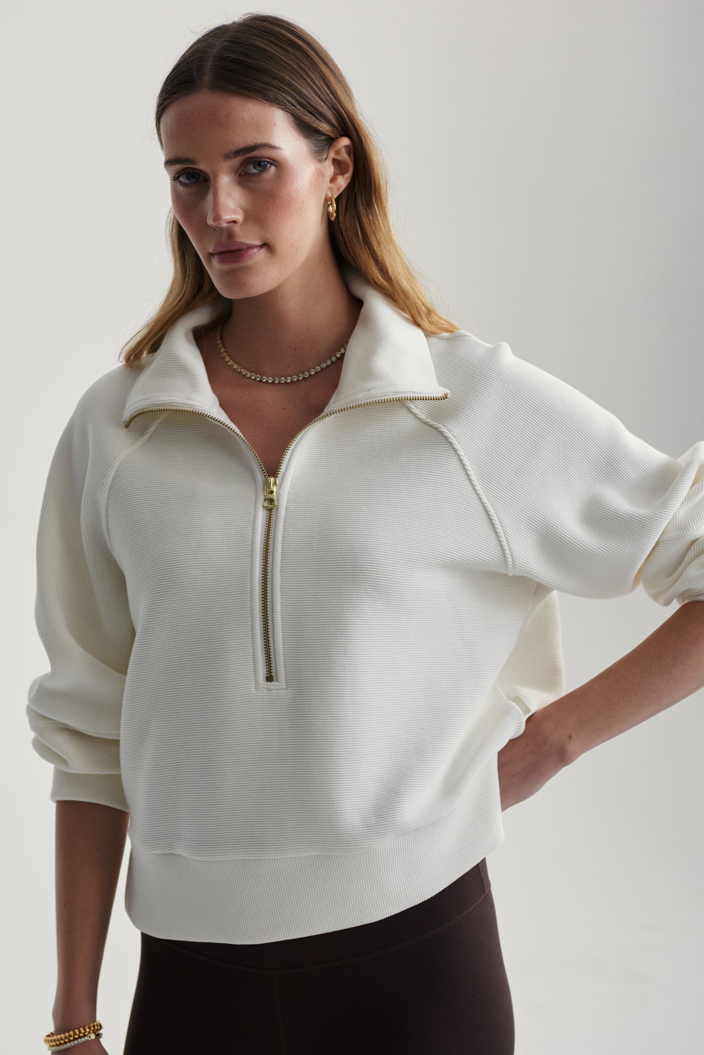 MILANO HALF ZIP SWEAT IVORY