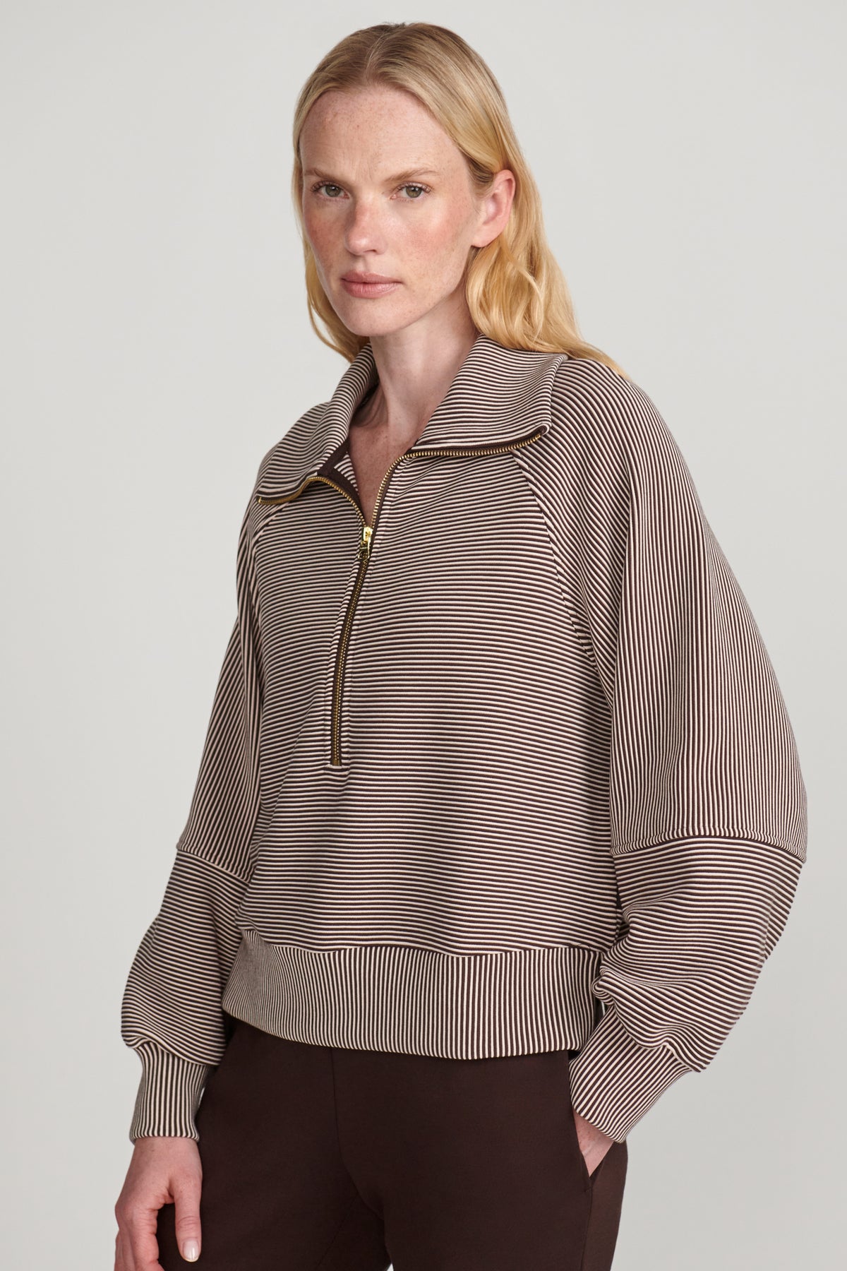MILANO HALF ZIP SWEAT COFFEE BEAN/BIRCH