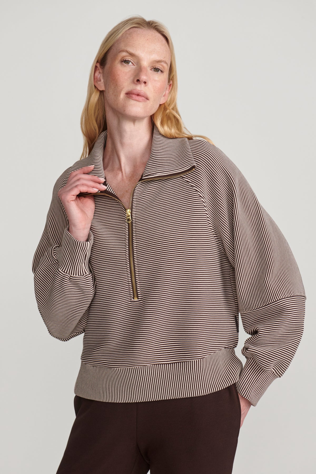 MILANO HALF ZIP SWEAT COFFEE BEAN/BIRCH