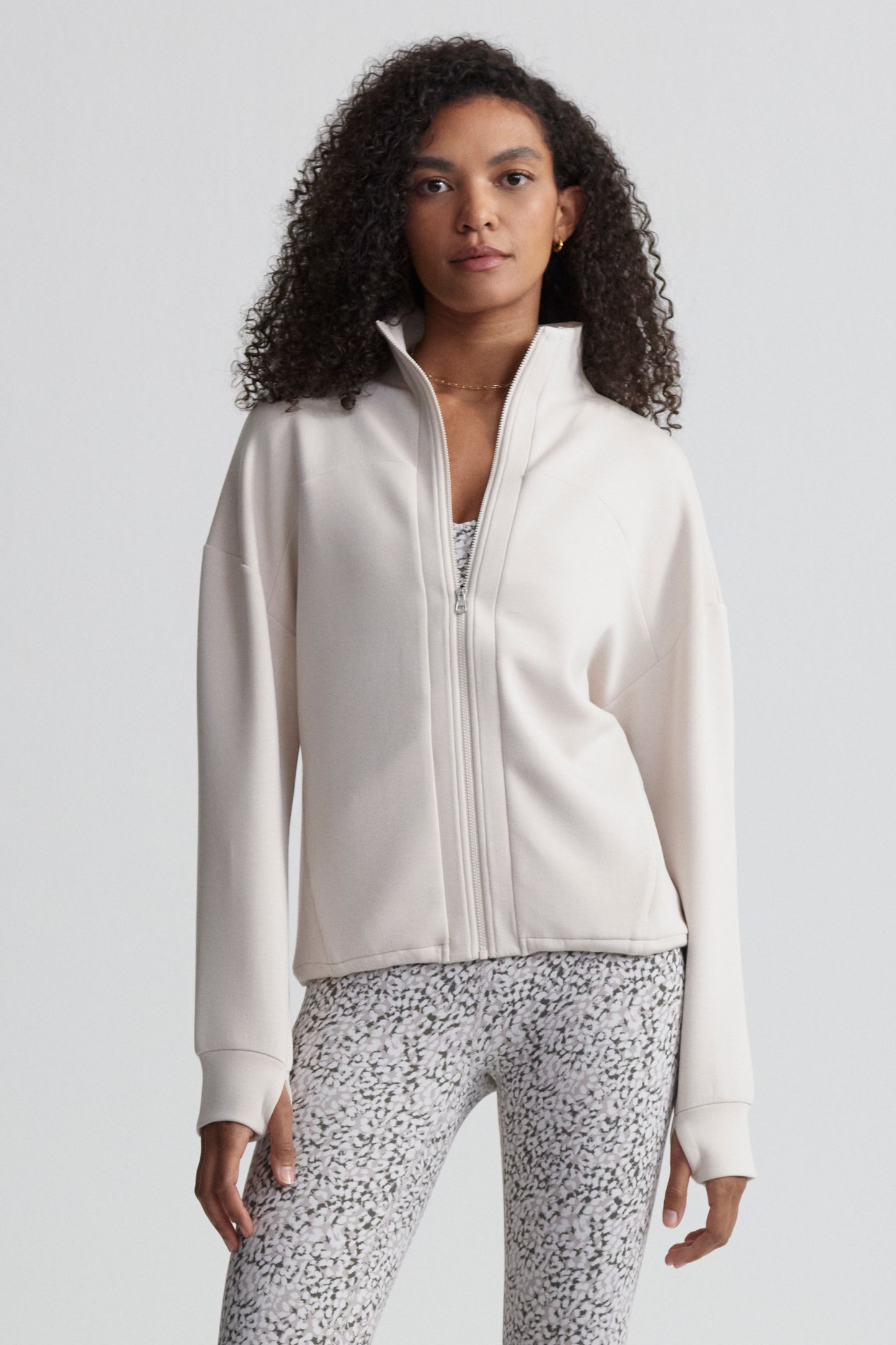 TAYAH ZIP THROUGH MIDLAYER SILVER GREY