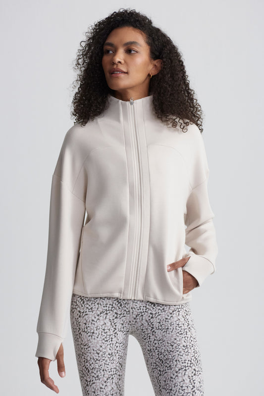 TAYAH ZIP THROUGH MIDLAYER SILVER GREY