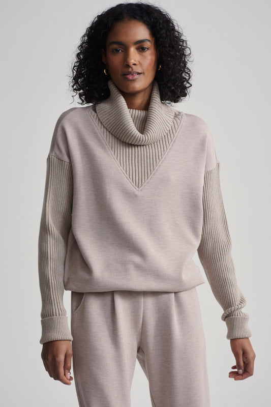 HANNAH COWL NECK SWEAT TAUPE