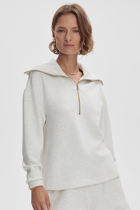 LARSON HALF ZIP SWEAT IVORY