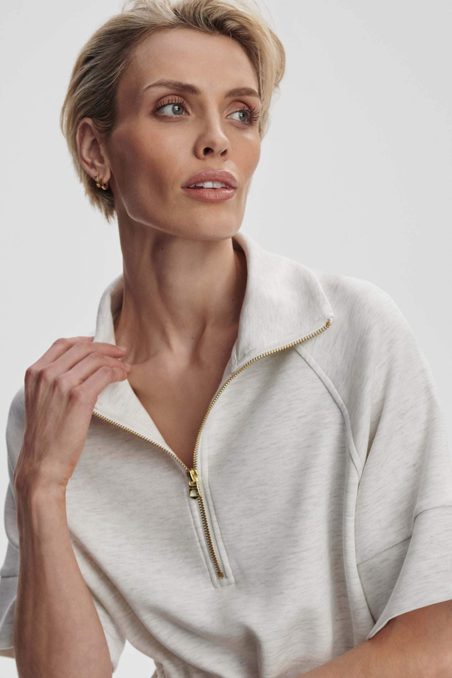 PAISLEY HALF ZIP DRESS IVORY