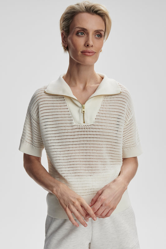 NALI HALF ZIP KNIT EGRET