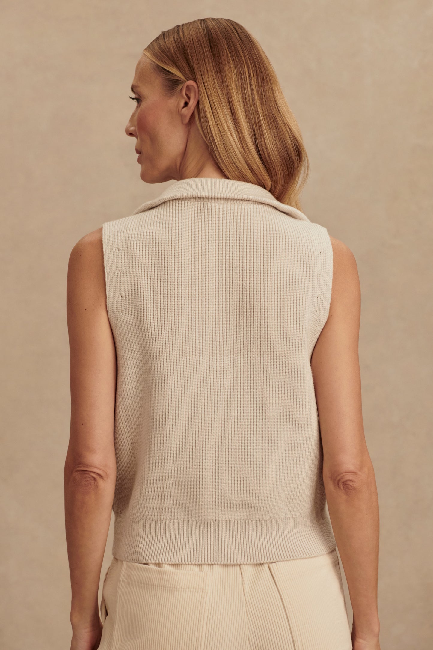 AMINA HALF ZIP KNIT TANK SILVER BIRCH