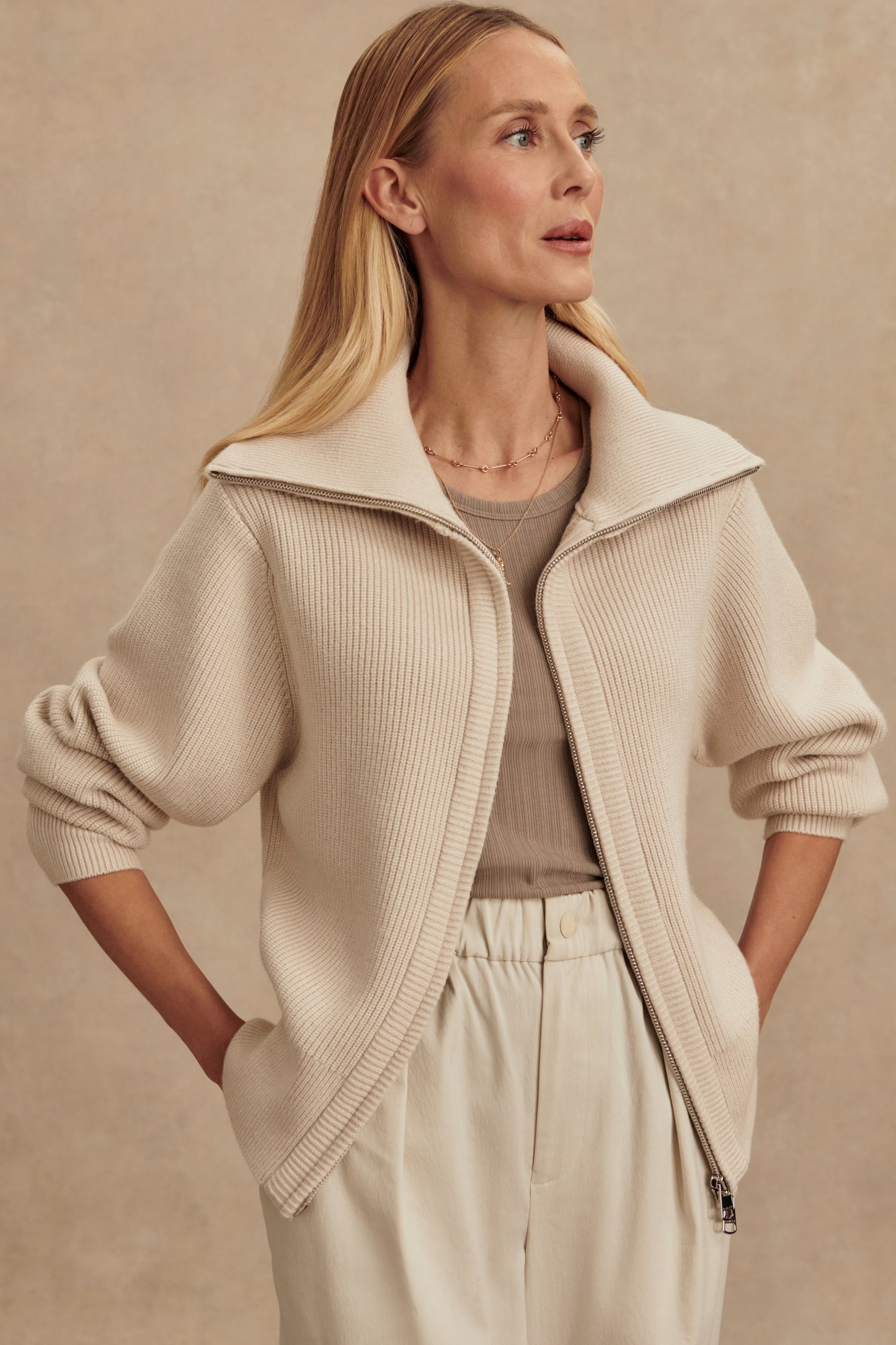 ENRICO KNIT JACKET SILVER BIRCH