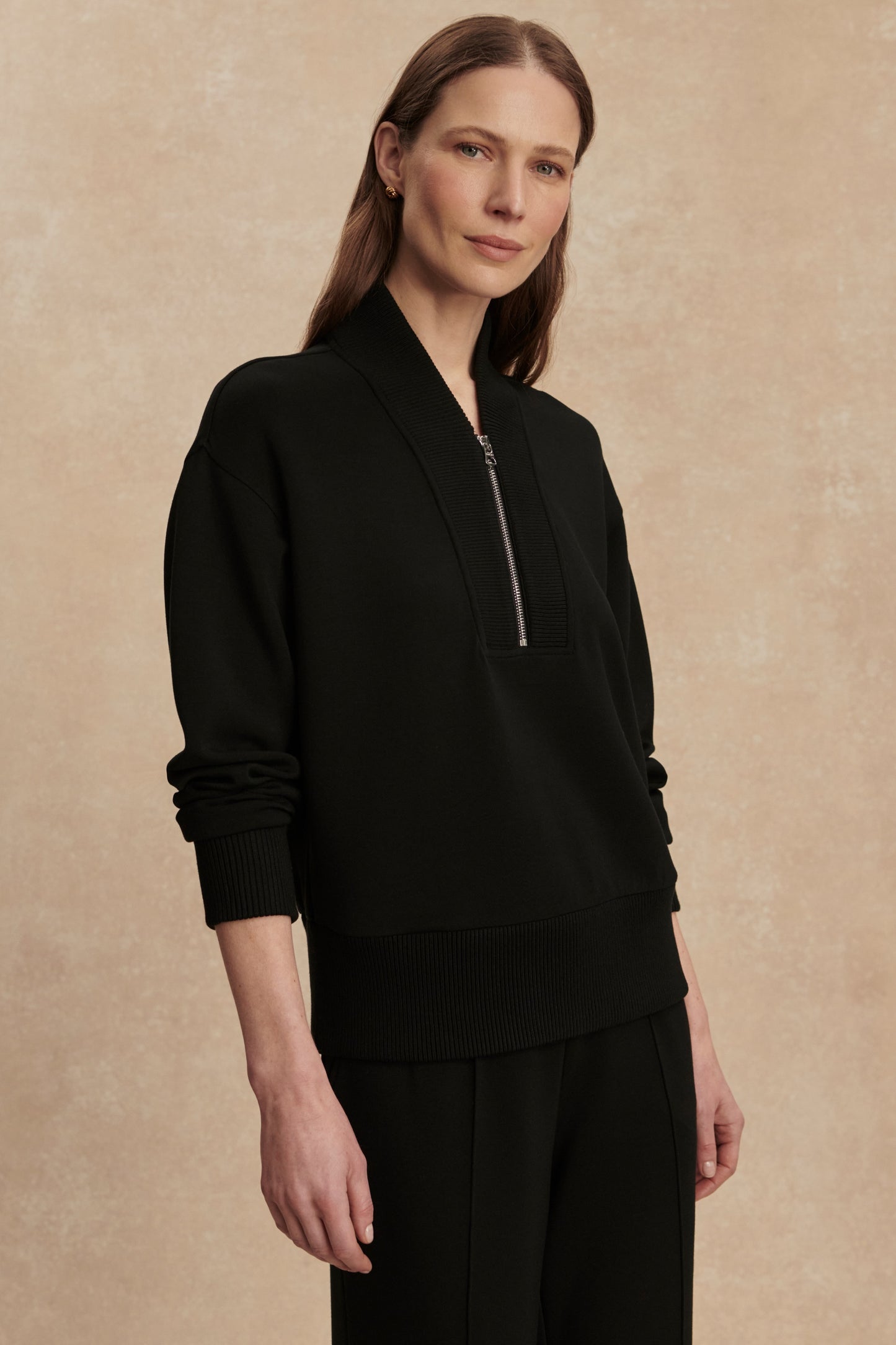 SALLY HALF ZIP SWEAT BLACK