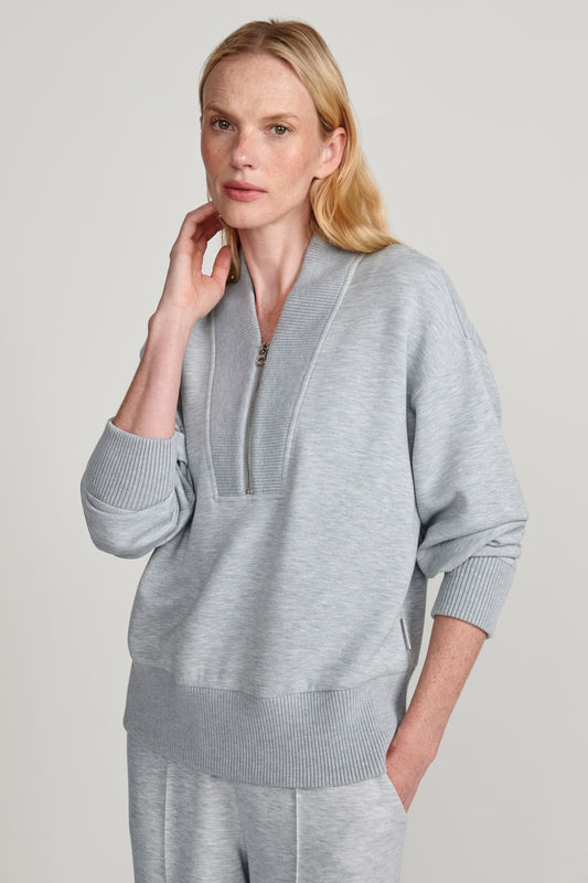 SALLY HALF ZIP SWEAT BLUE GREEN MARL