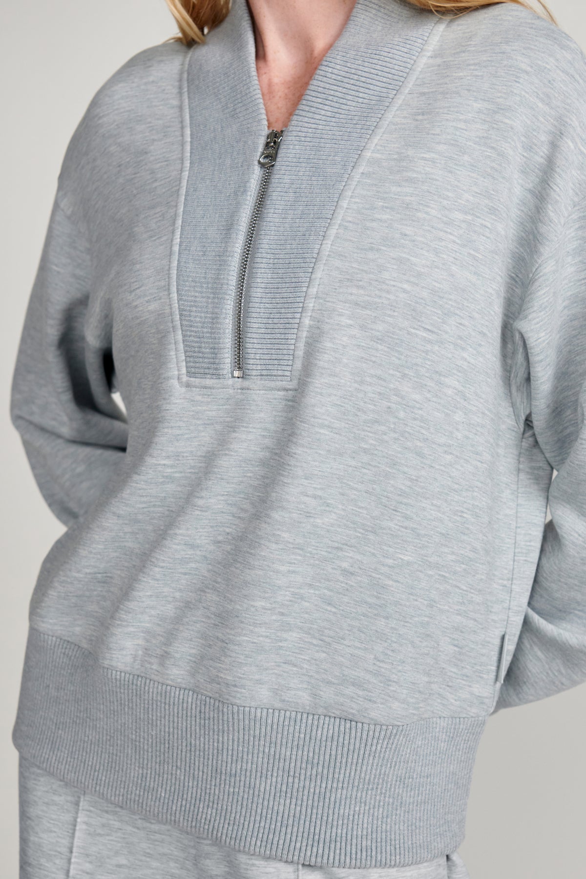 SALLY HALF ZIP SWEAT BLUE GREEN MARL