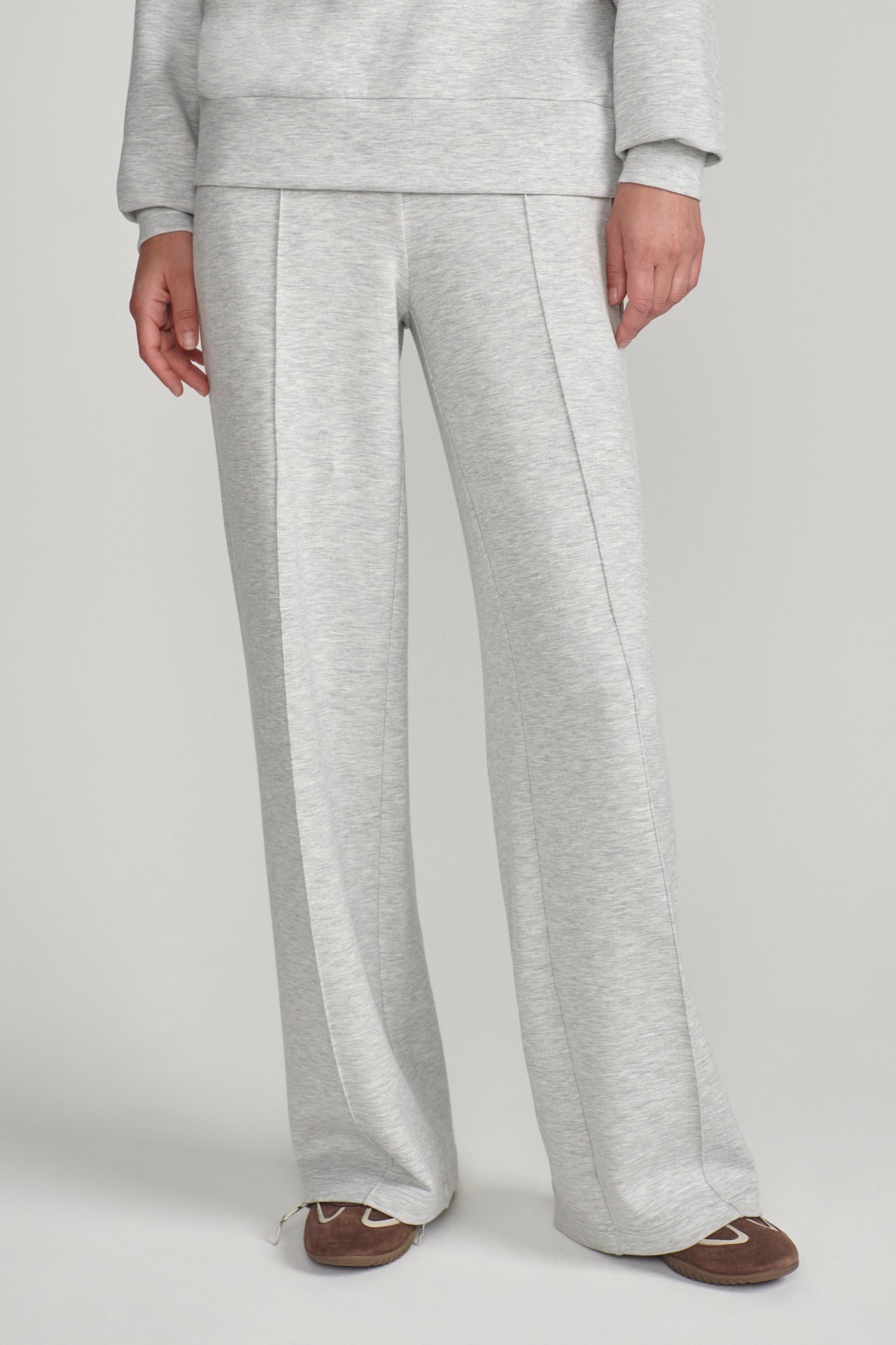 WIDE LEG PANT LIGHT GREY MARL