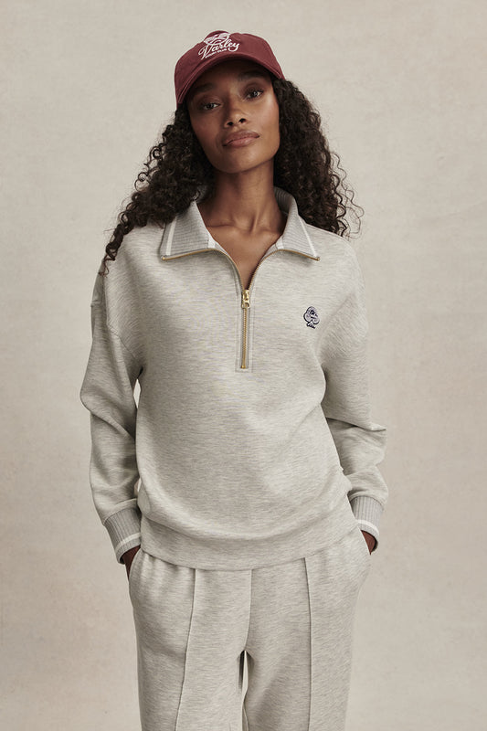 BERTIE HALF ZIP SWEAT LIGHT GREY MARL