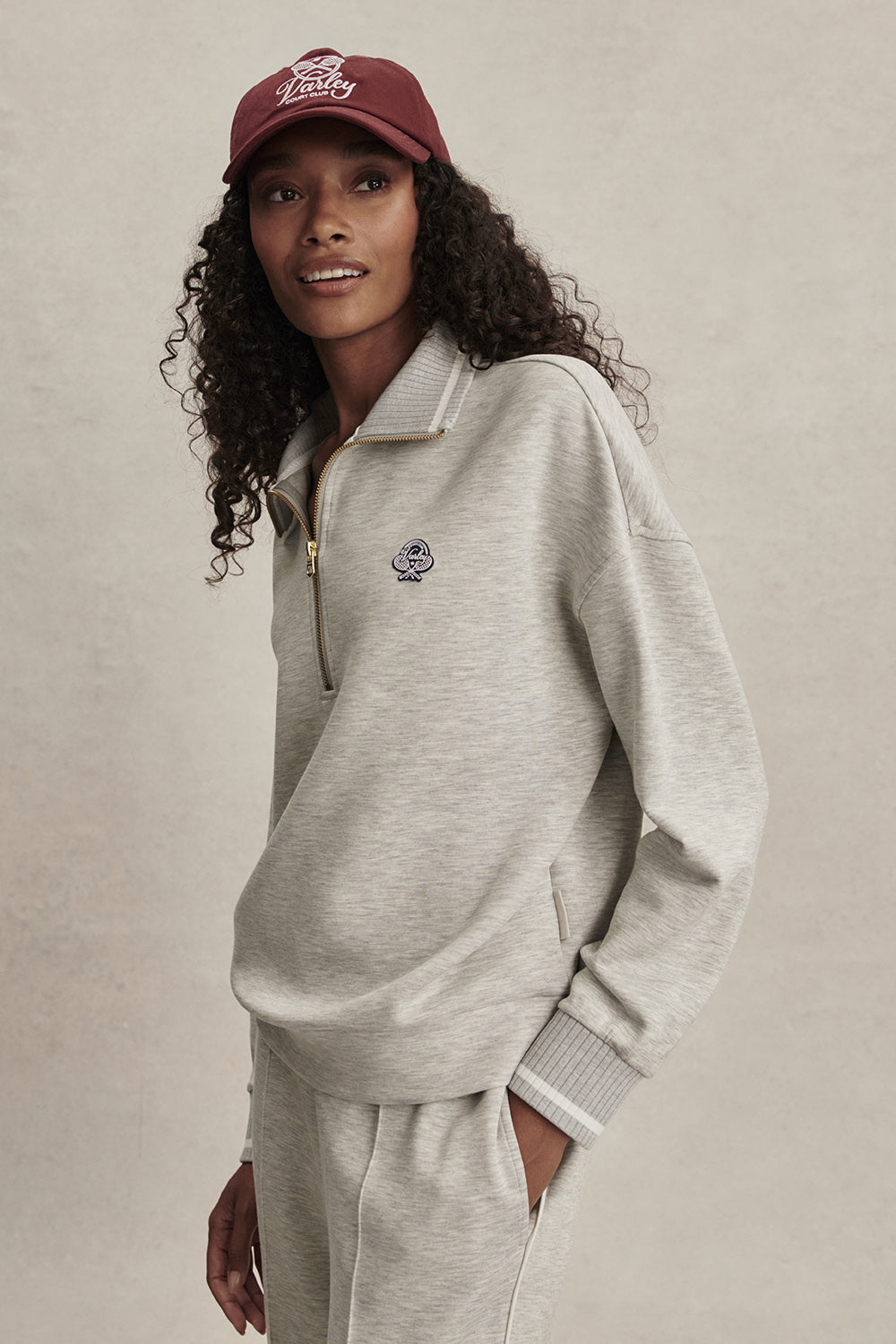 BERTIE HALF ZIP SWEAT LIGHT GREY MARL