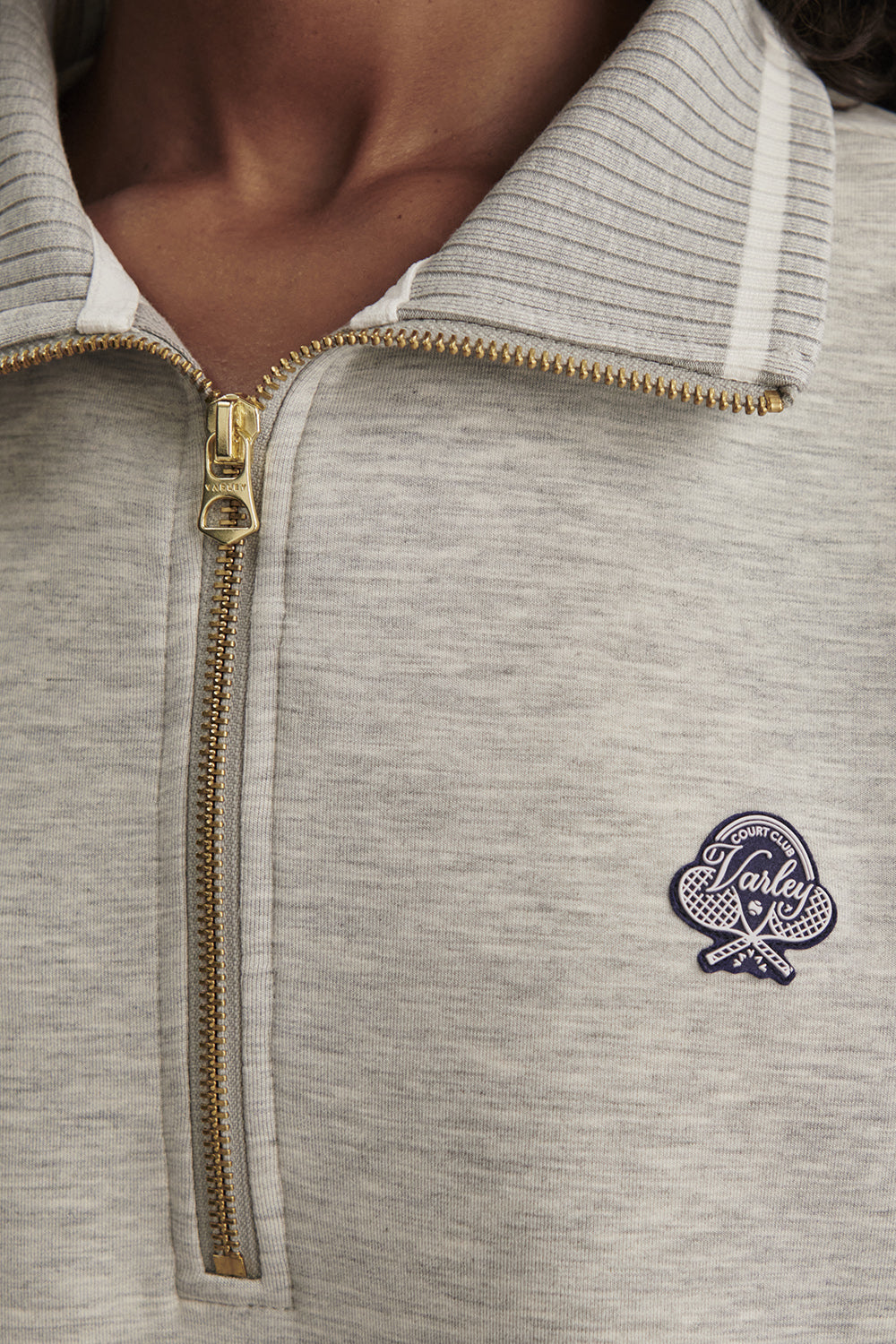 BERTIE HALF ZIP SWEAT LIGHT GREY MARL