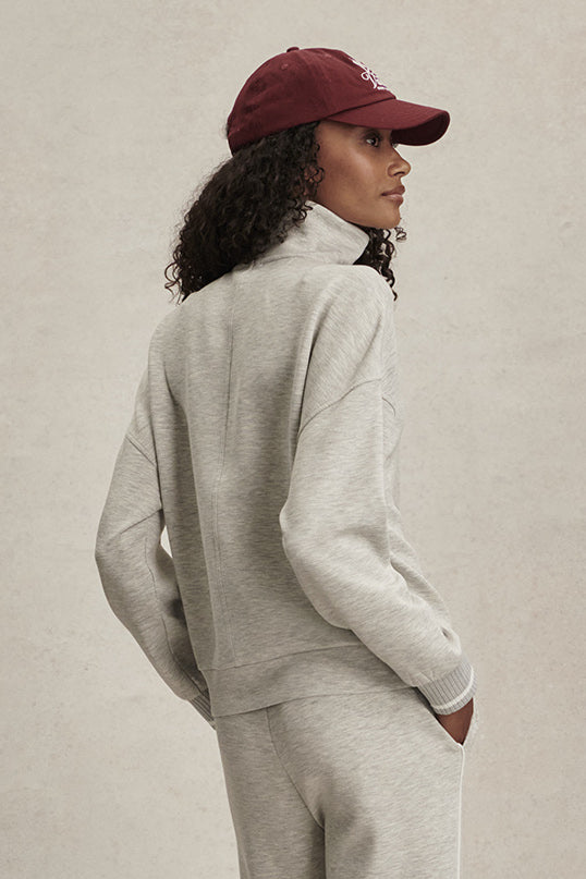 BERTIE HALF ZIP SWEAT LIGHT GREY MARL
