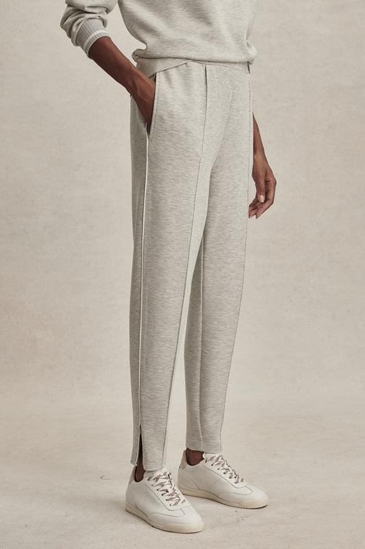 SLIM PINTUCK PANT LIGHT GREY MARL