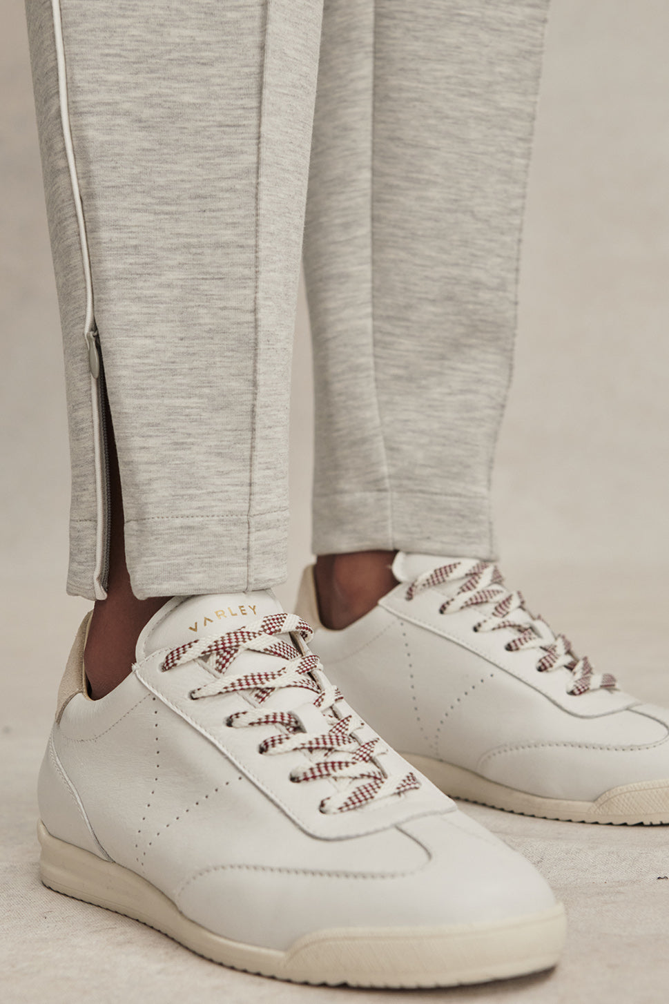 SLIM PINTUCK PANT LIGHT GREY MARL