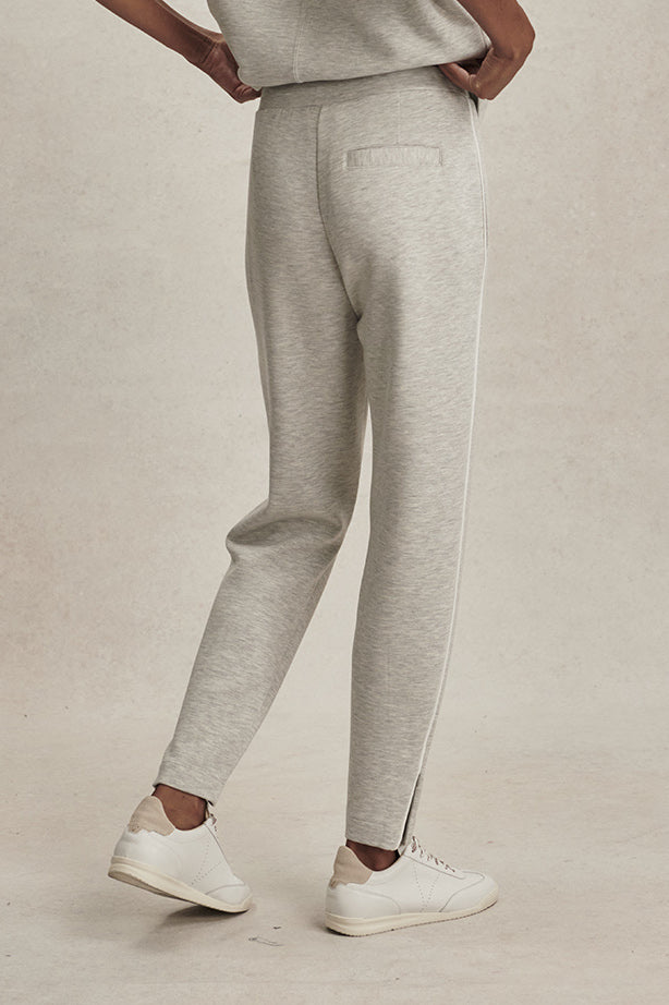 SLIM PINTUCK PANT LIGHT GREY MARL
