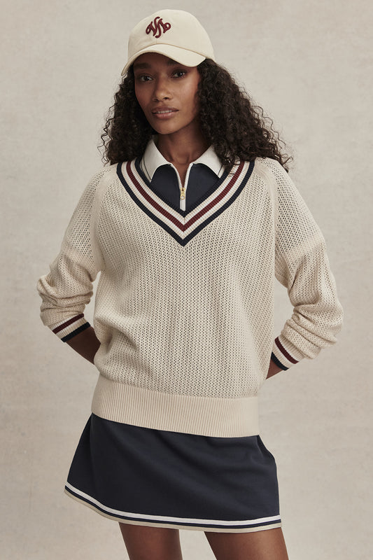 MAURICE V NECK SWEATER OAT MILK
