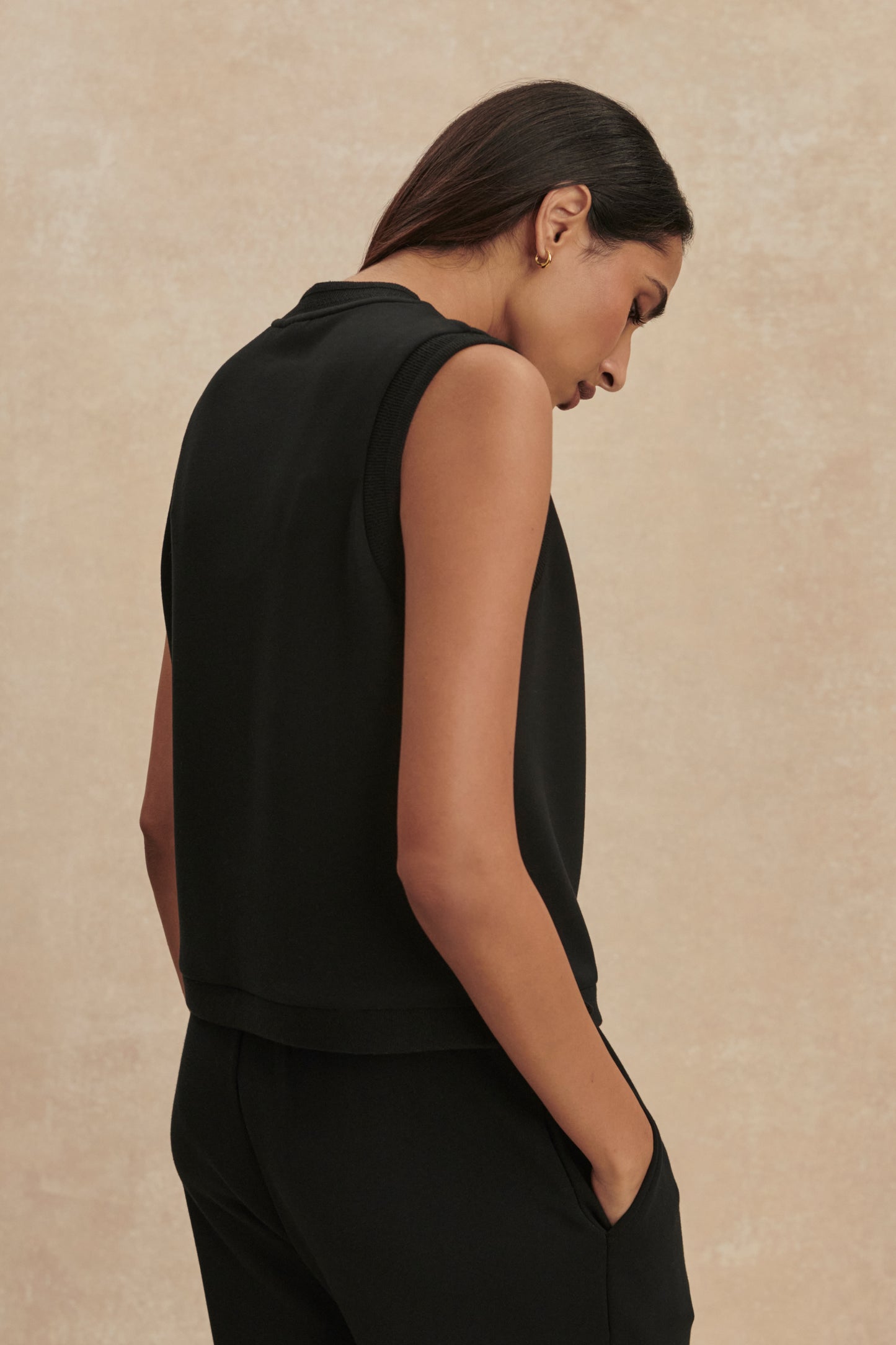 MARLA BUTTON PLACKET TANK BLACK