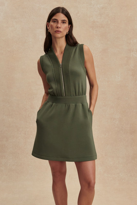 POLYANNA HALF ZIP DRESS THYME