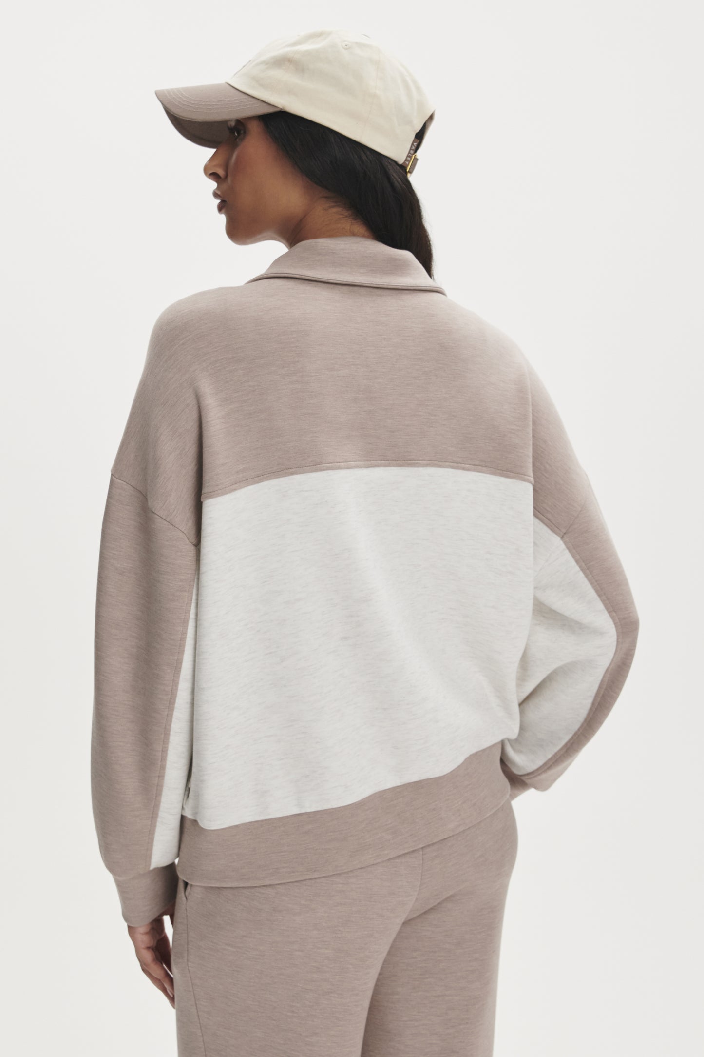 GARCIA TWO-TONE ZIP THROUGH IVORY MARL/TAUPE MARL