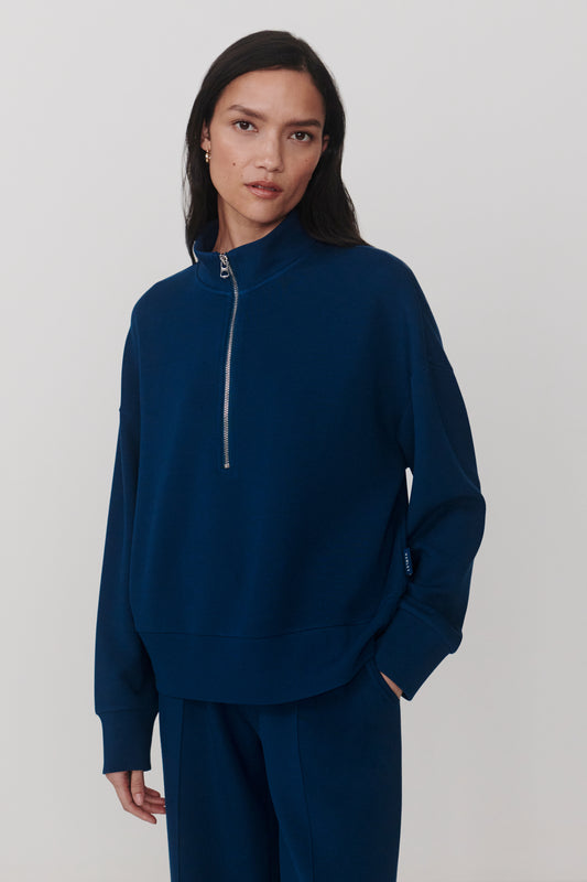 MAVIS MOCK NECK SWEAT SEA BLUE