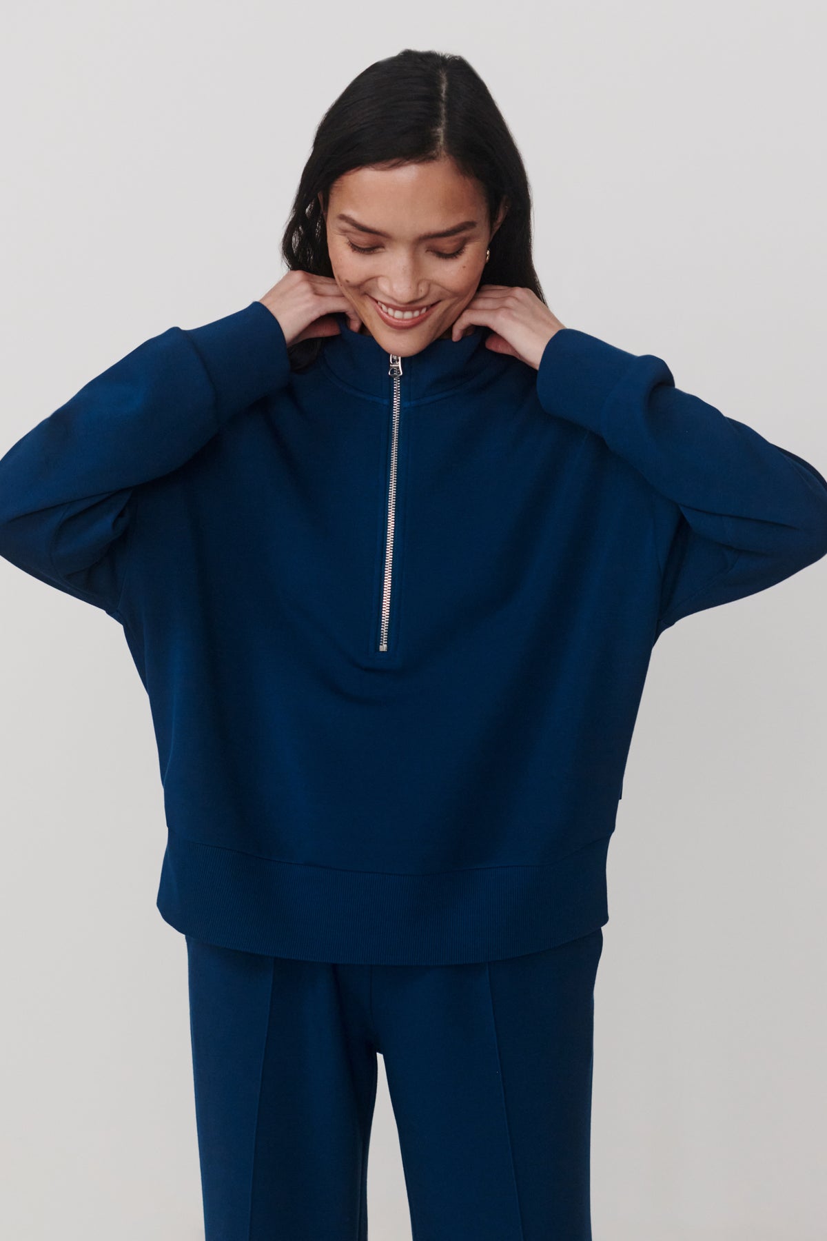 MAVIS MOCK NECK SWEAT SEA BLUE
