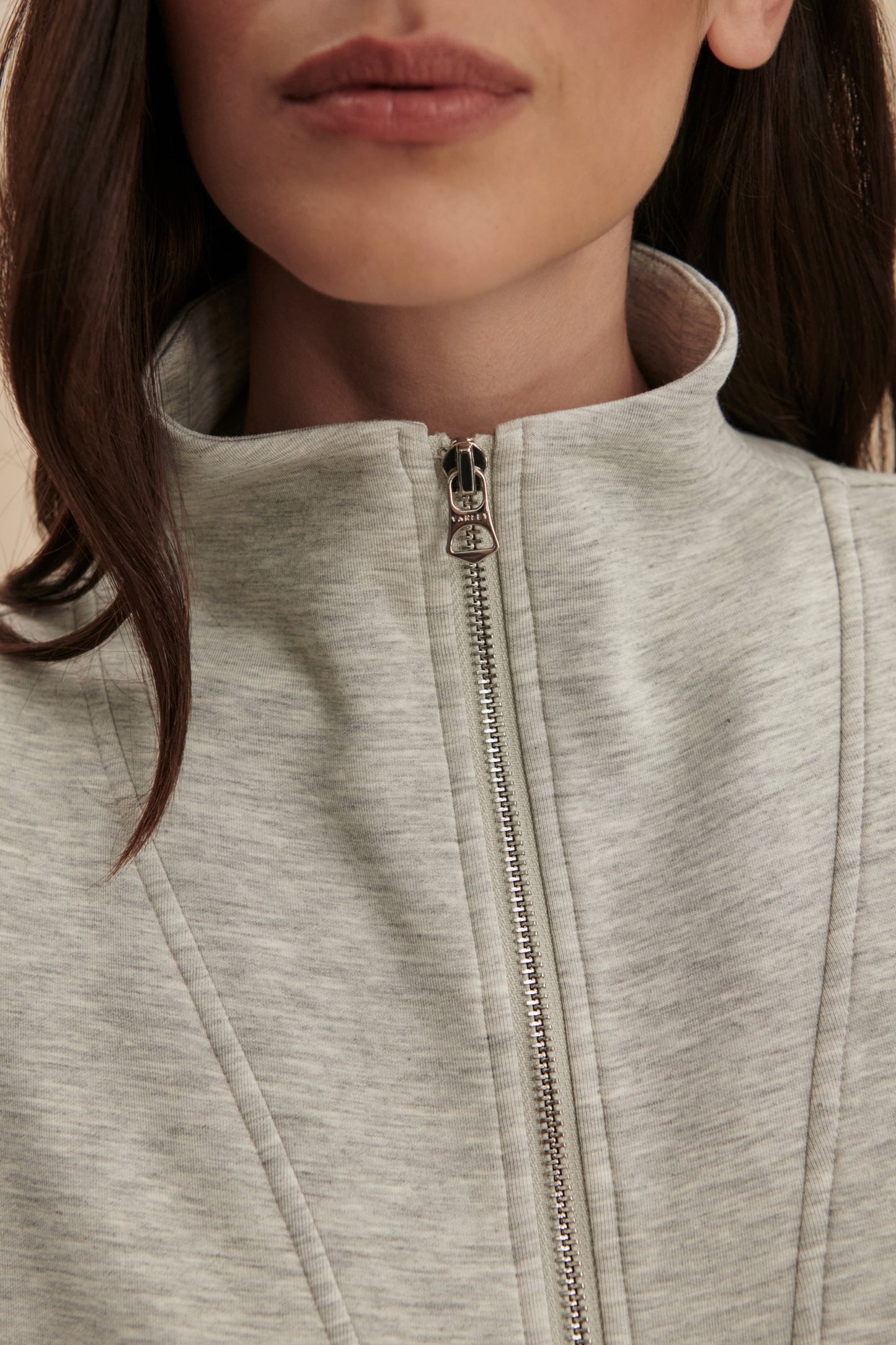 ARLENE ZIP THROUGH SWEAT LIGHT GREY MARL