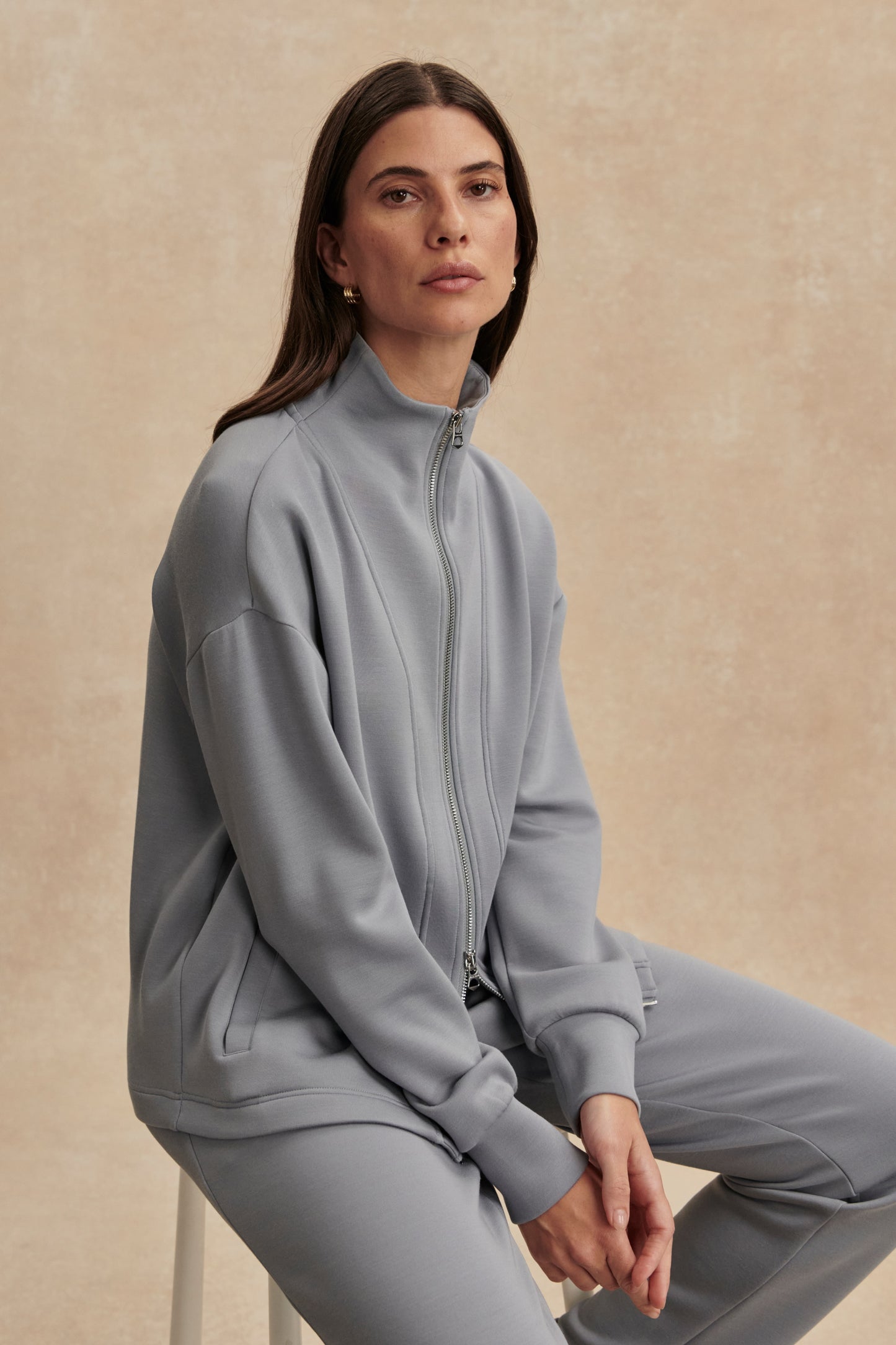 ARLENE ZIP THROUGH SWEAT WIND BLUE