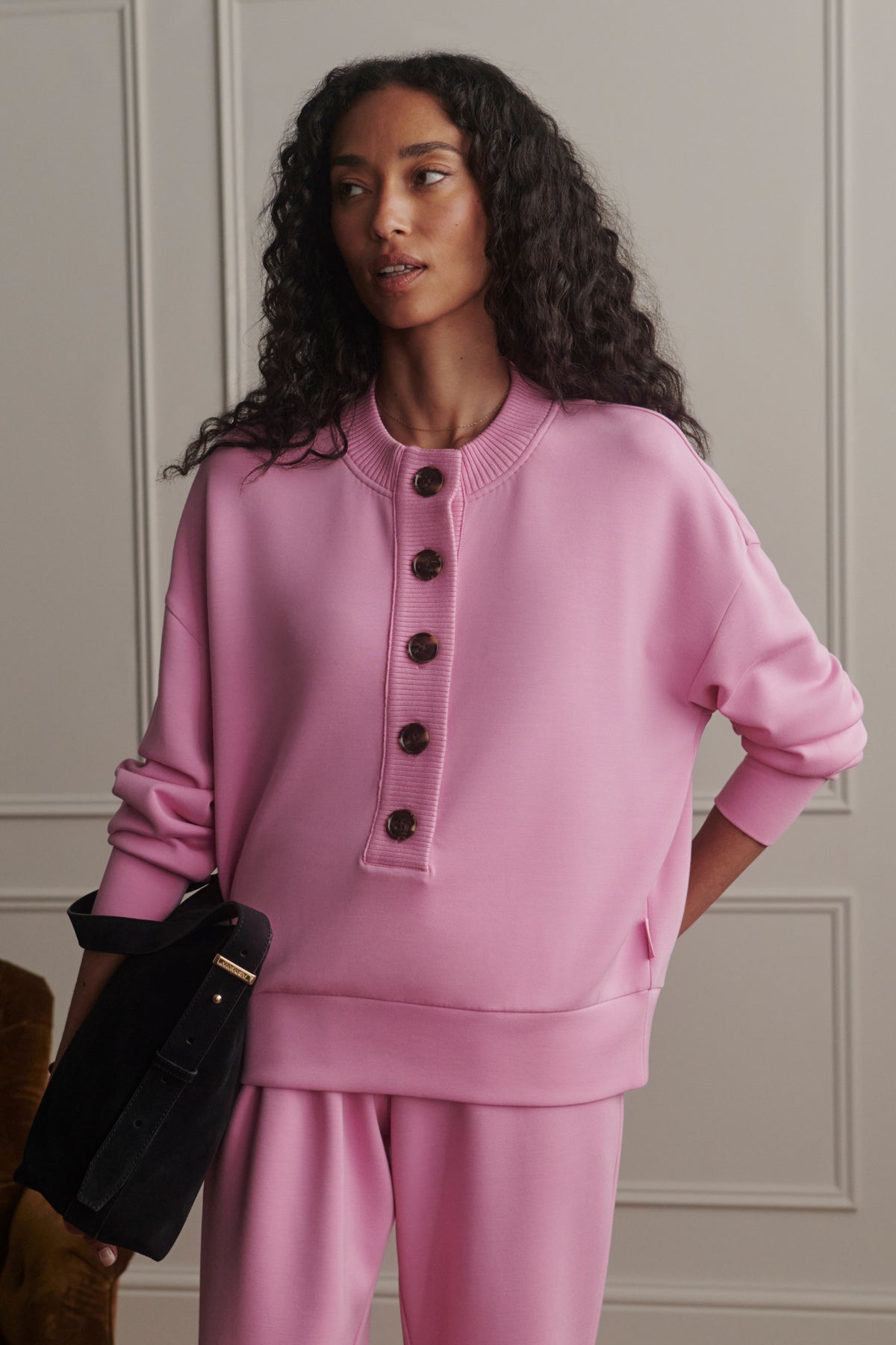 REENA BUTTON FRONT SWEAT MOONLITE MAUVE