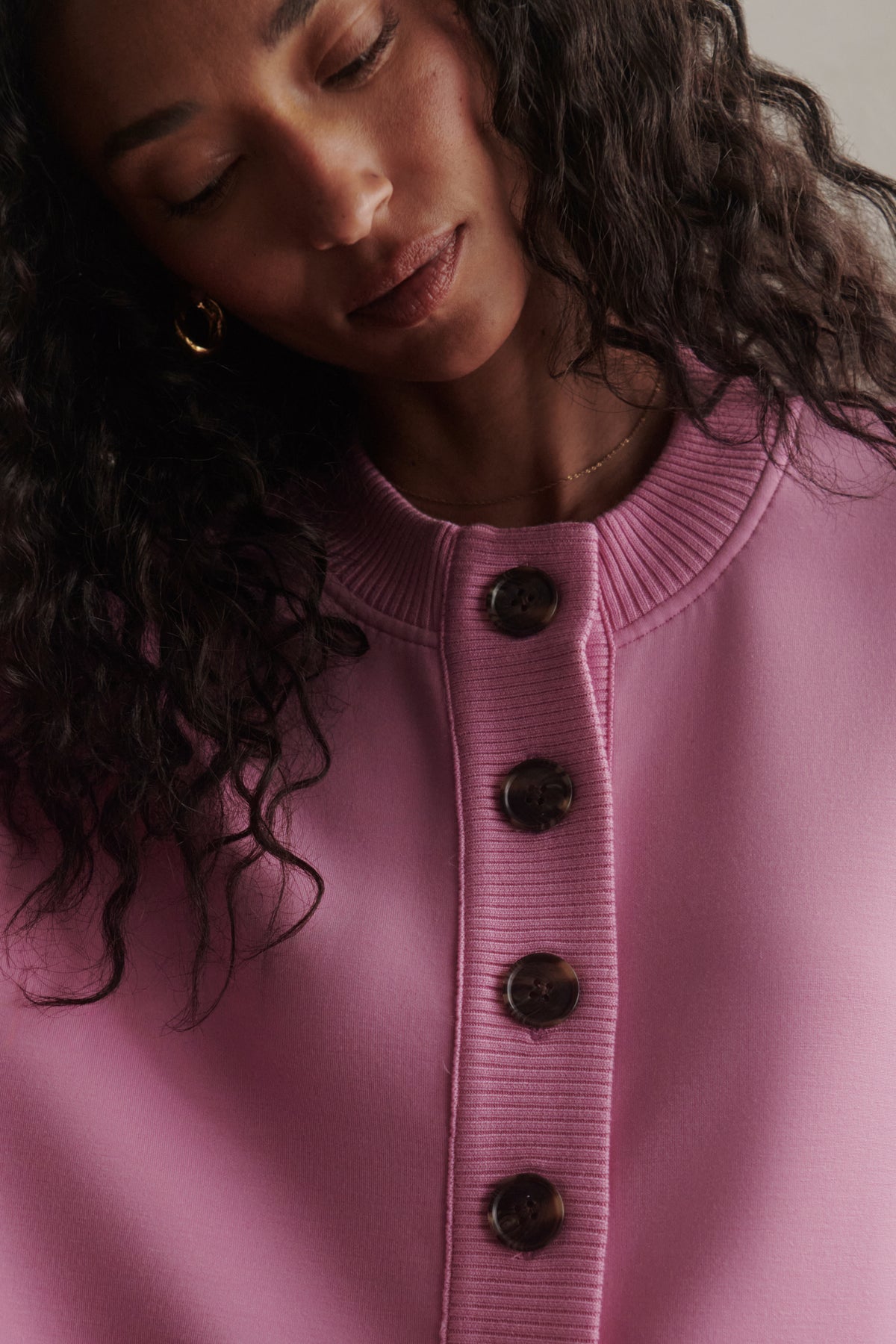 REENA BUTTON FRONT SWEAT MOONLITE MAUVE