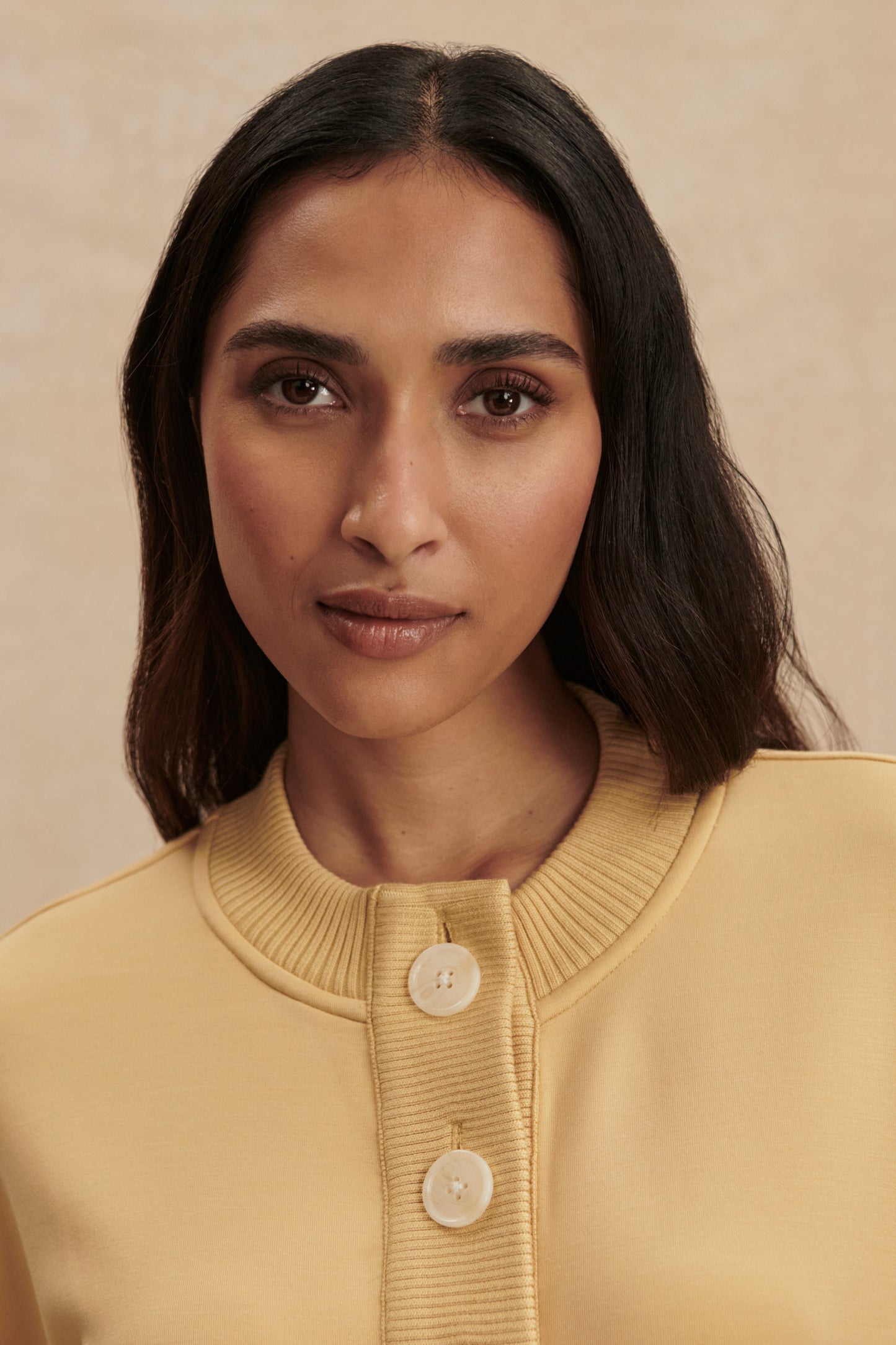 REENA BUTTON FRONT SWEAT SAHARA SUN