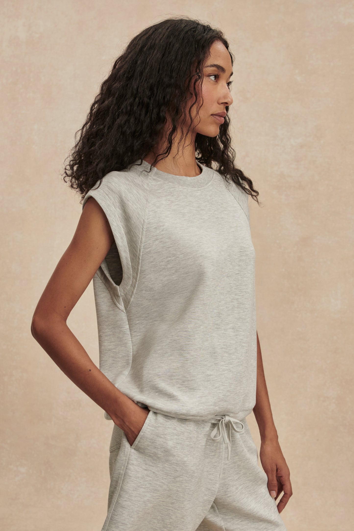 SALOME RAGLAN TEE LIGHT GREY MARL