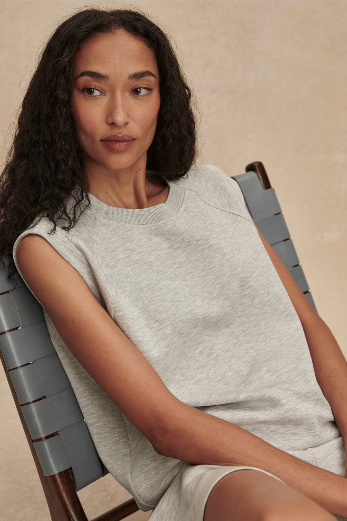 SALOME RAGLAN TEE LIGHT GREY MARL