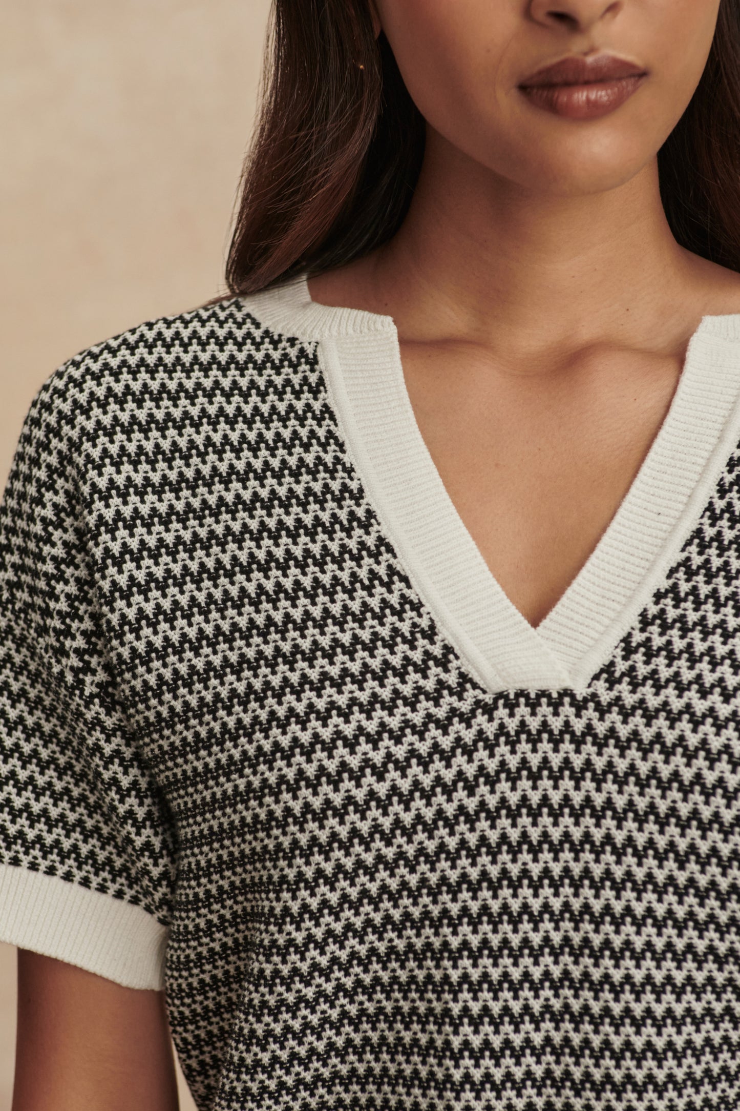 DORA KNIT TOP SNOW WHITE/BLACK