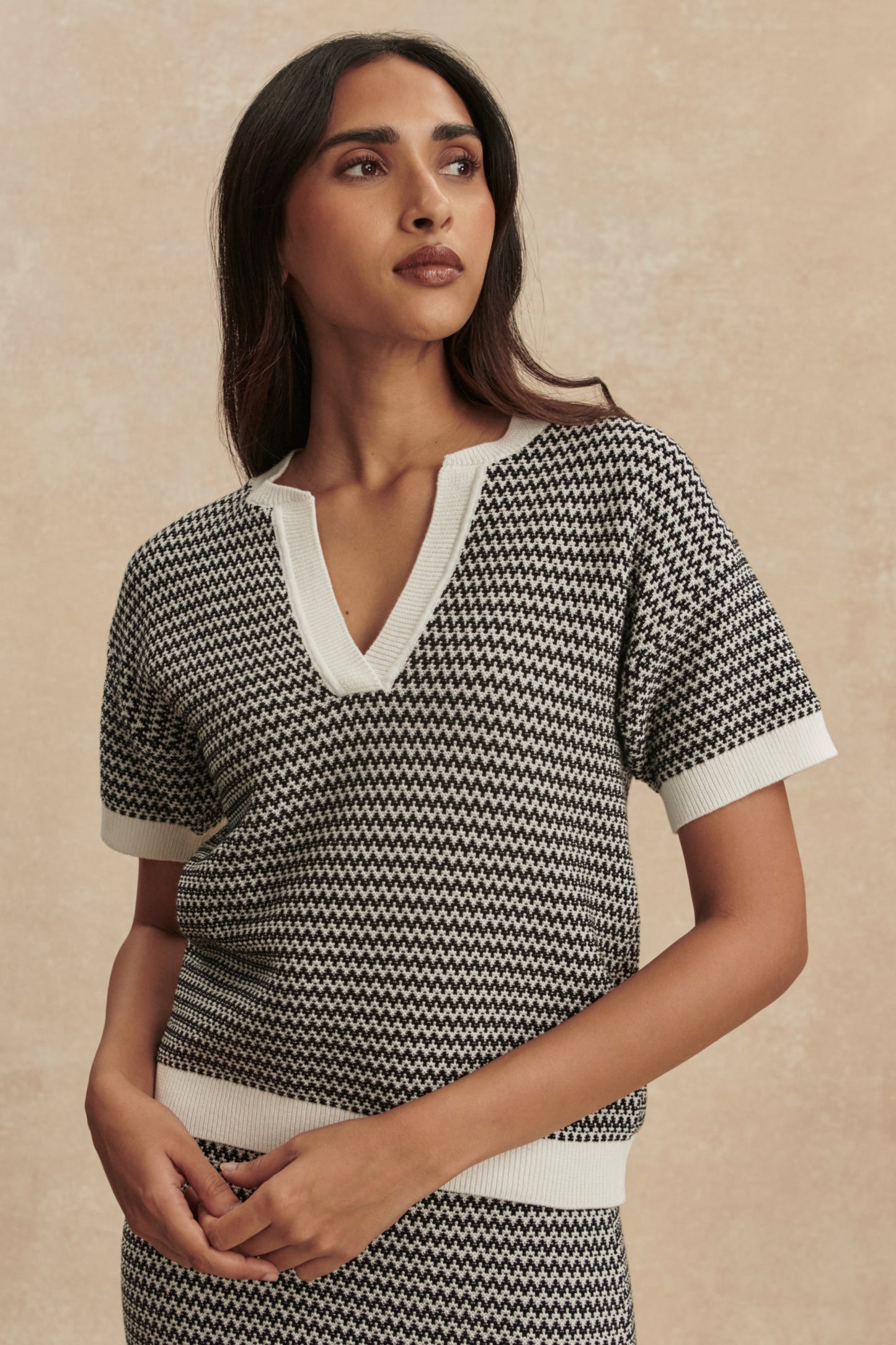 DORA KNIT TOP SNOW WHITE/BLACK