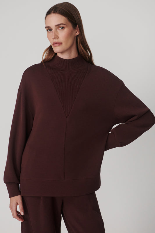 NOVI LONGLINE MOCK NECK SWEAT DEEP MAHOGANY