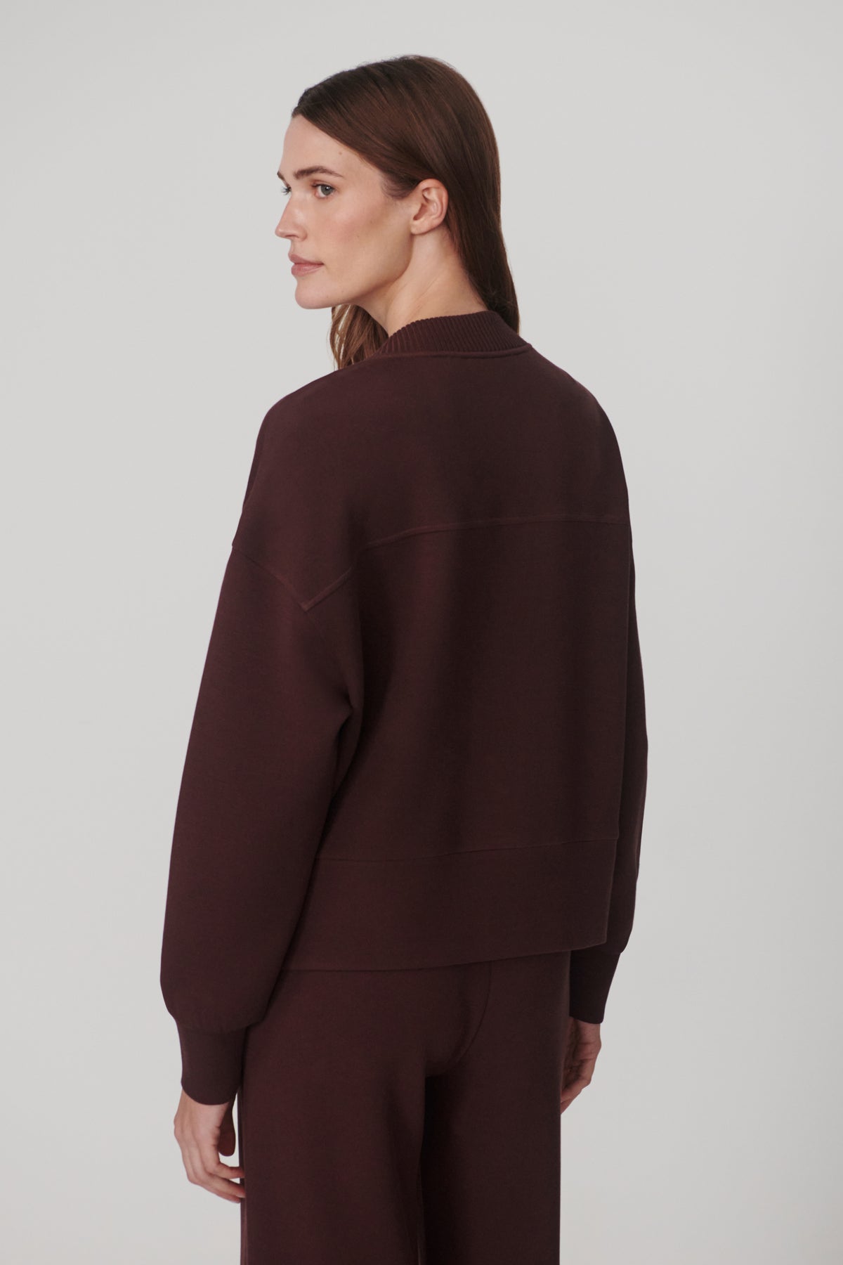 OLWEN BUTTON FRONT SWEAT DEEP MAHOGANY