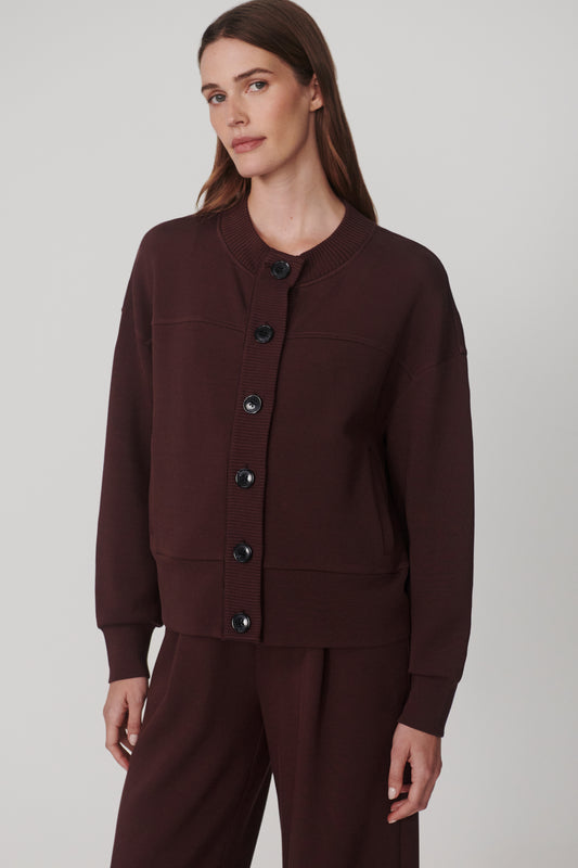 OLWEN BUTTON FRONT SWEAT DEEP MAHOGANY