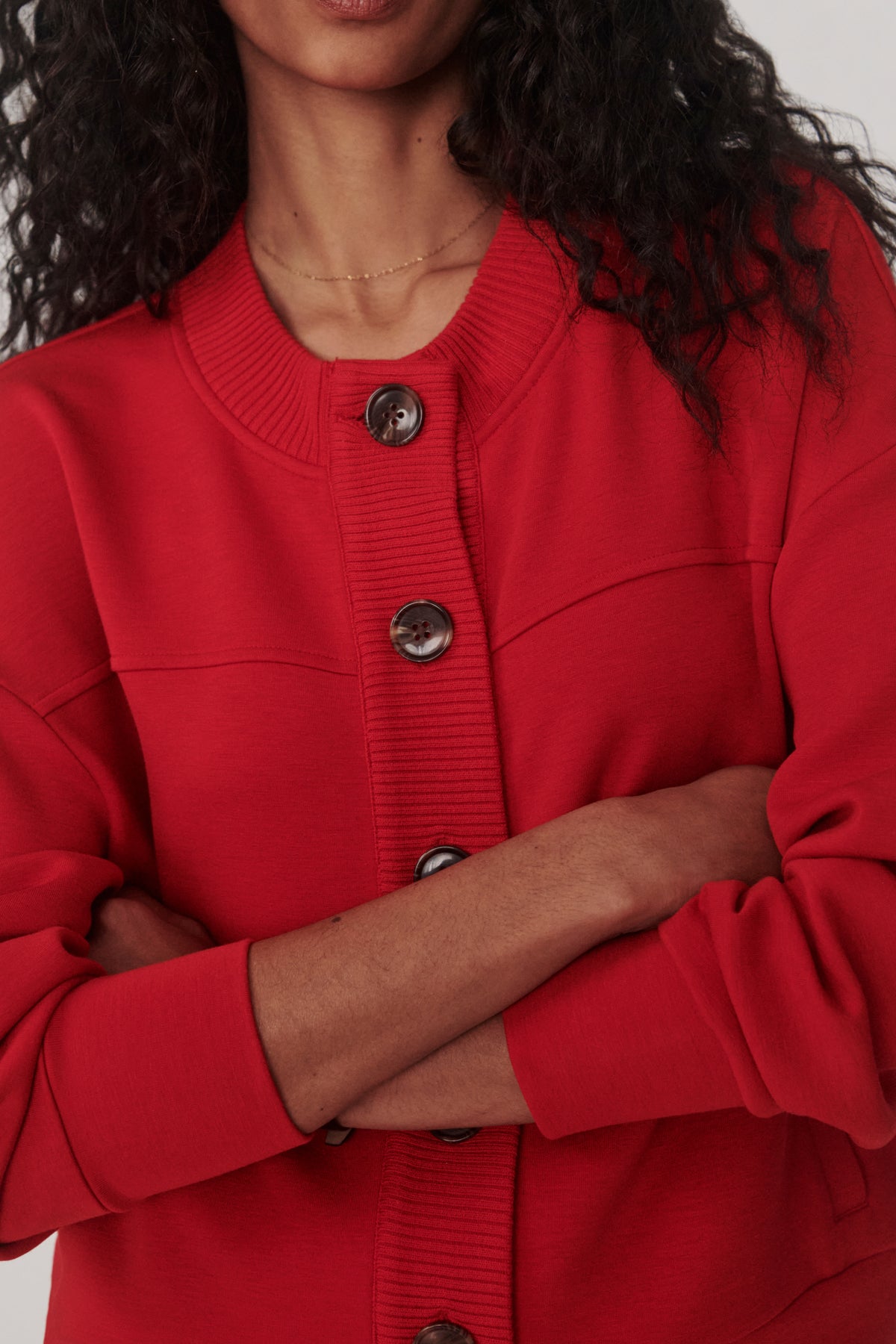 OLWEN BUTTON FRONT SWEAT RED MARL