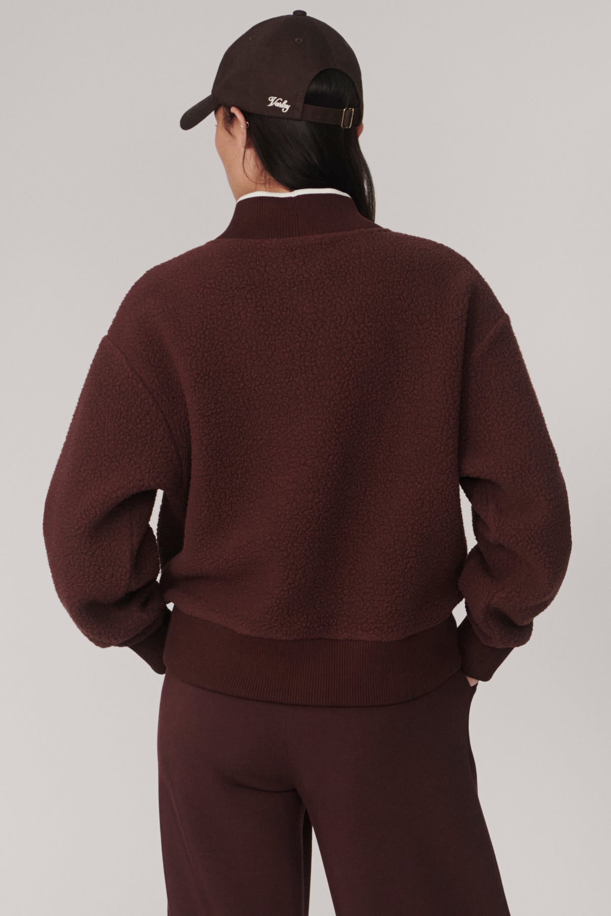 BRENNA BUTTON FRONT FLEECE MAHOGANY